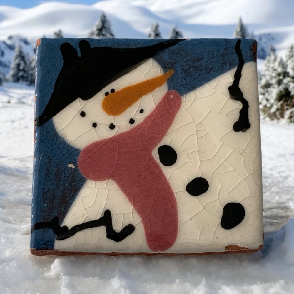 Marblehead Tileworks Snowman Tile Brooch